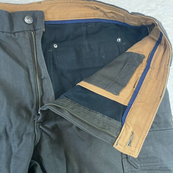 Duluth Trading Fire Hose Fleece-Lined Cargo Pants Size 44x30 Gray Heavy Canvas - Picture 4 of 11